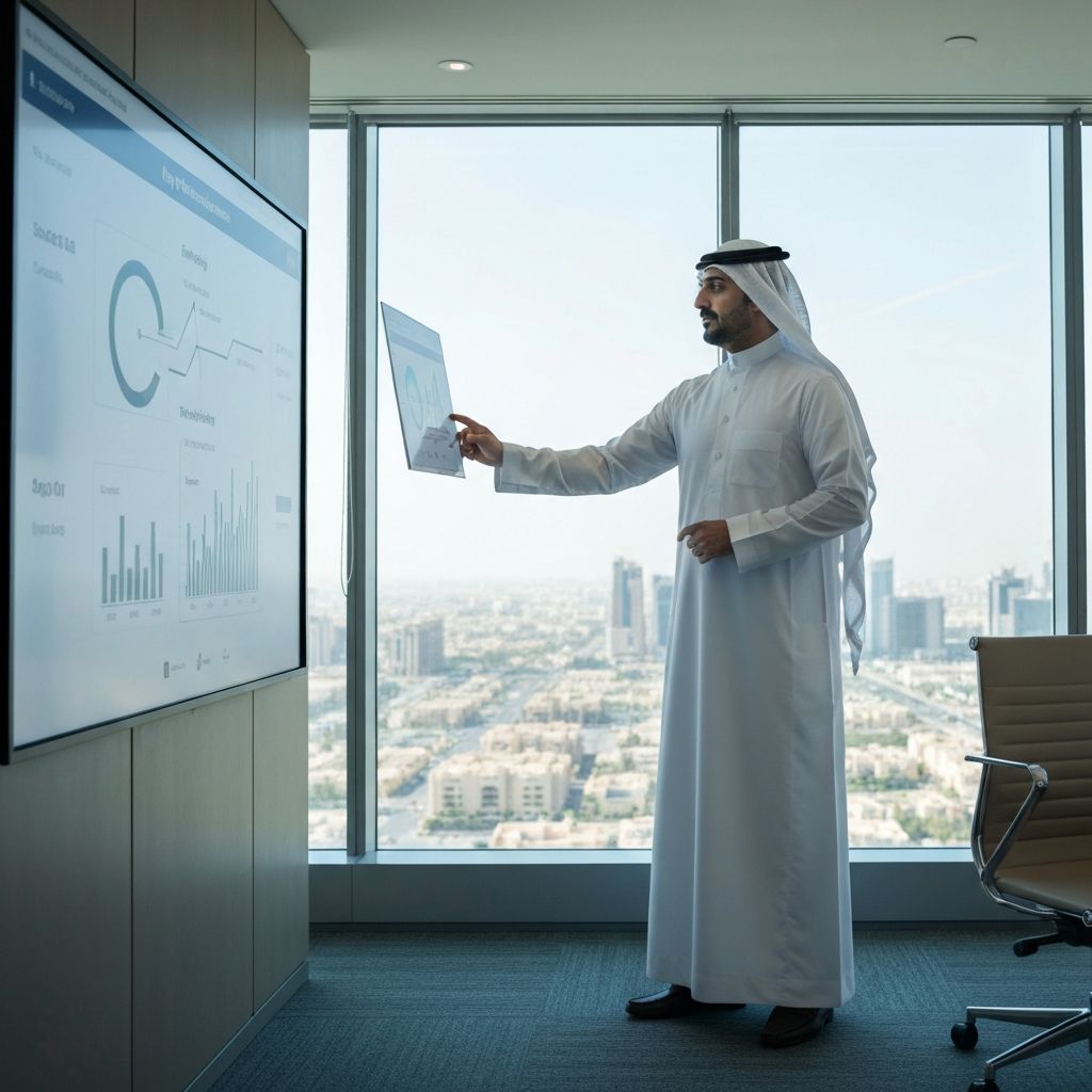 قادة أعمال سعوديون في اجتماع تخطيط استراتيجي في مقر شركة حديث بالرياض